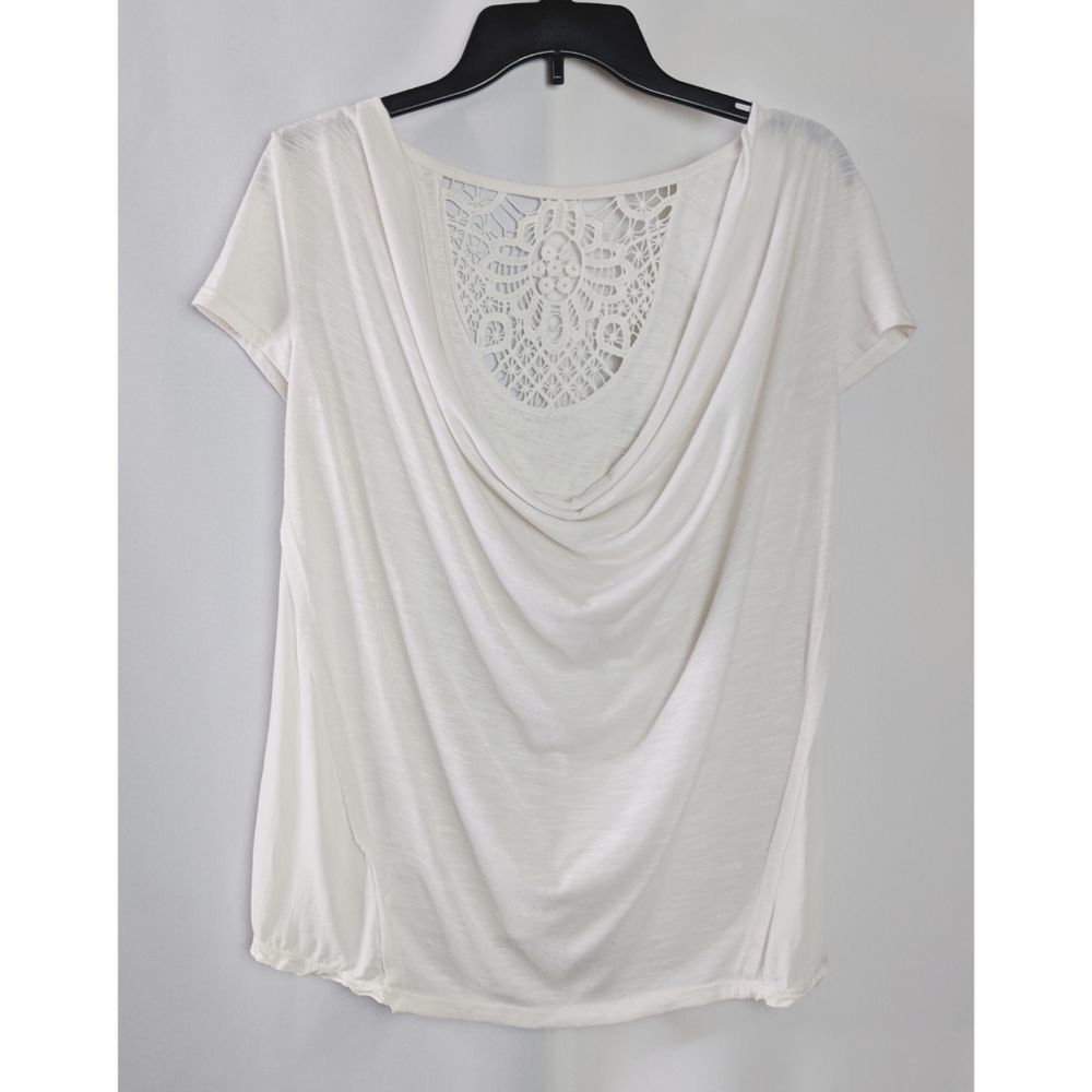Coco + Jamieson Cream Drape Front Crochet Top XS